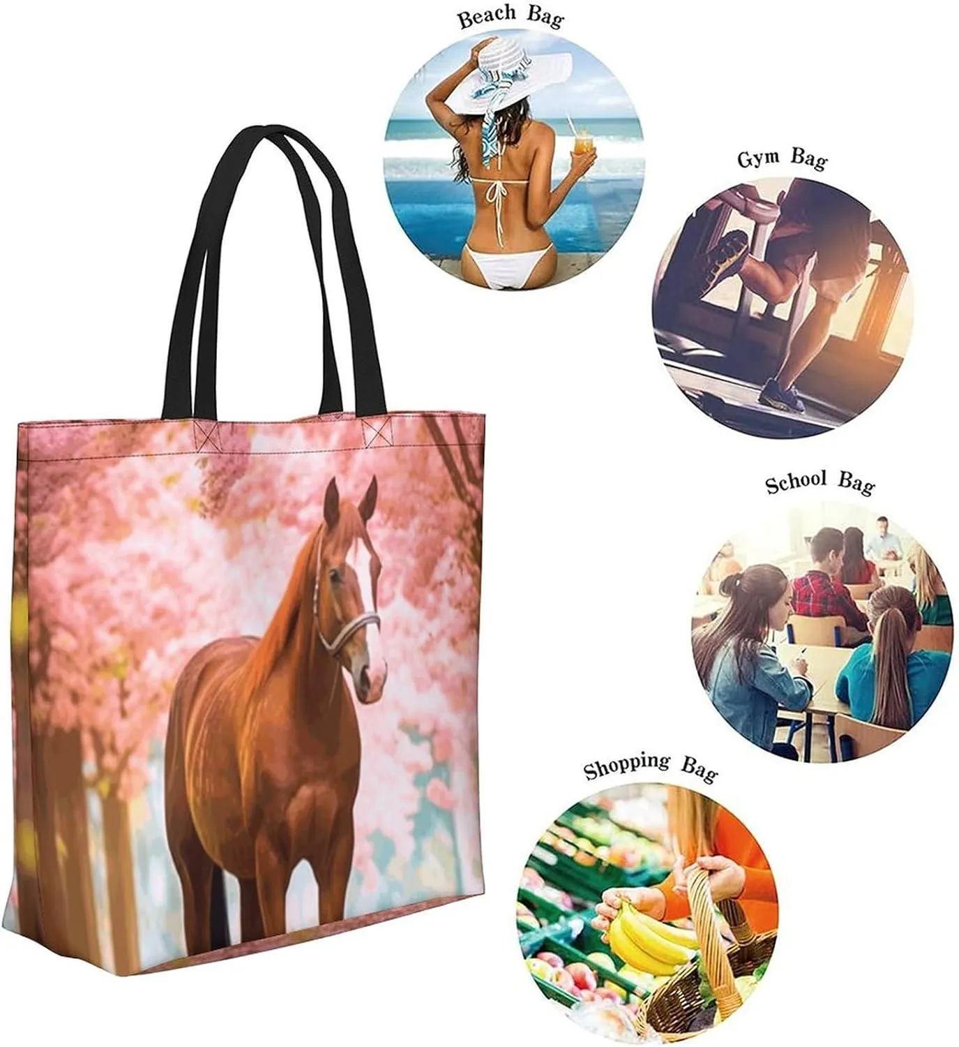 Canvas Tote Bag - Large Women's Casual Shoulder Handbag - Reusable Beach & Shopping Grocery Bag for Outdoors