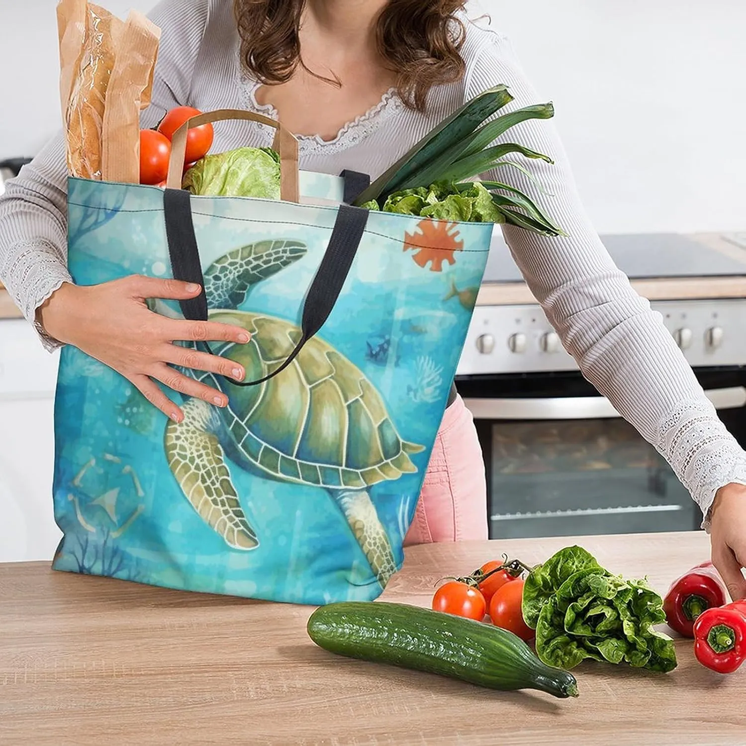 Canvas Tote Bag - Large Women's Casual Shoulder Handbag - Reusable Beach & Shopping Grocery Bag for Outdoors