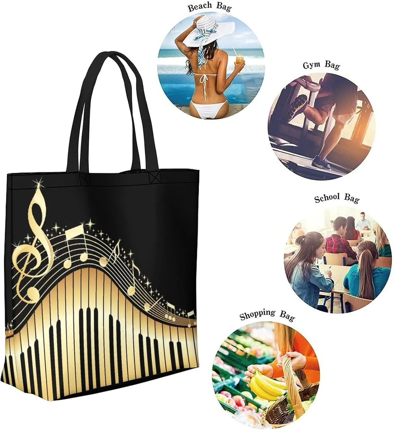 Canvas Tote Bag - Large Women's Casual Shoulder Handbag - Reusable Beach & Shopping Grocery Bag for Outdoors