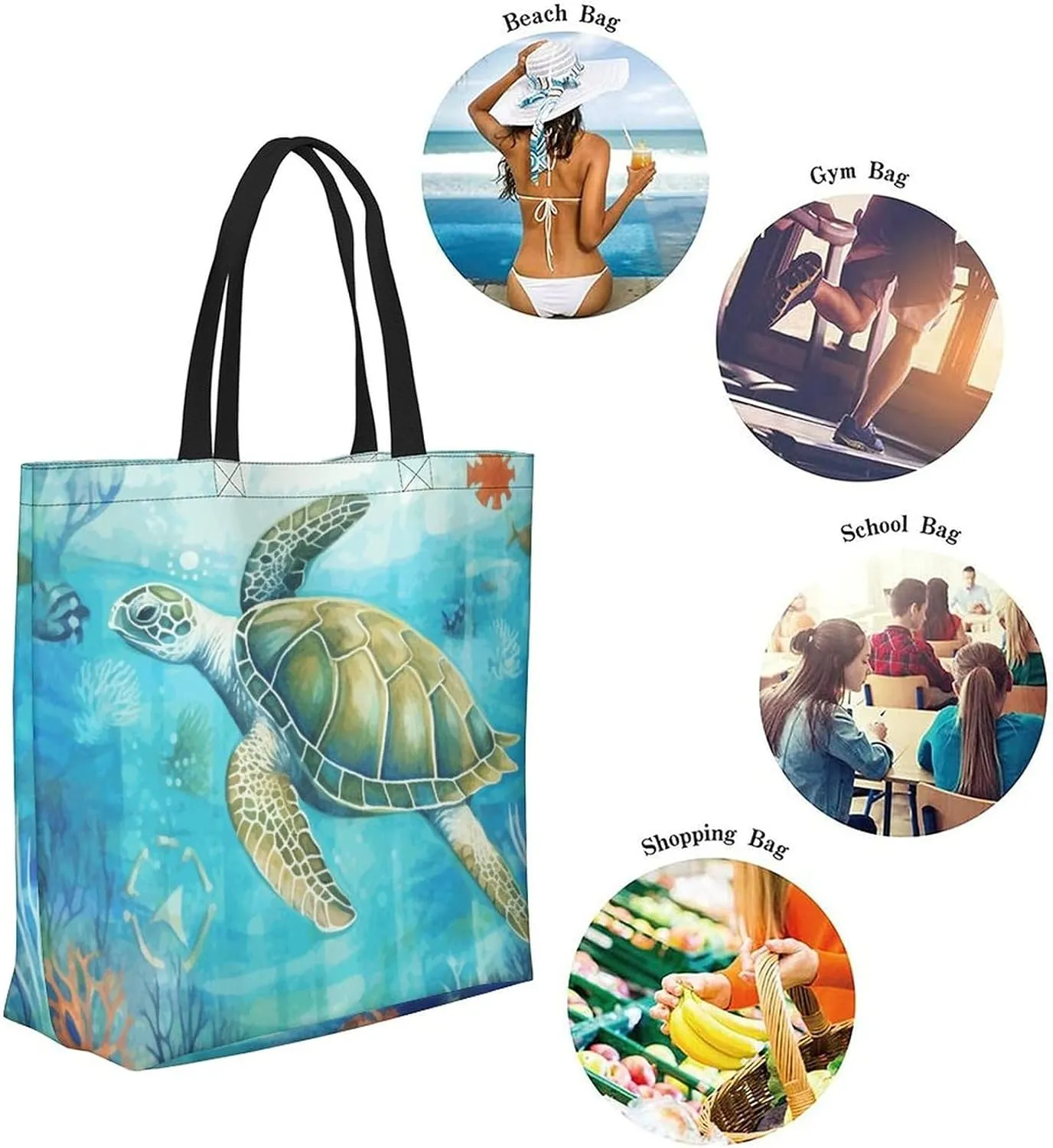 Canvas Tote Bag - Large Women's Casual Shoulder Handbag - Reusable Beach & Shopping Grocery Bag for Outdoors