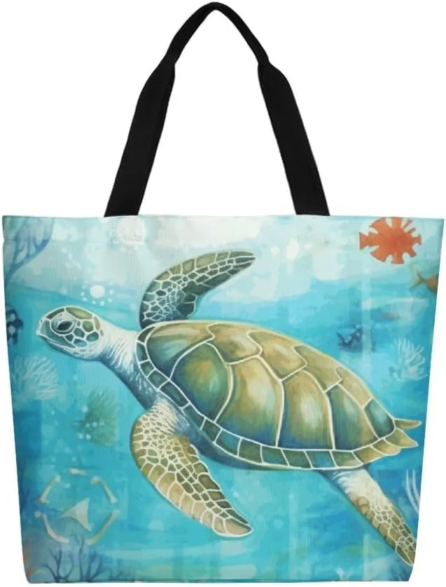 Canvas Tote Bag - Large Women's Casual Shoulder Handbag - Reusable Beach & Shopping Grocery Bag for Outdoors