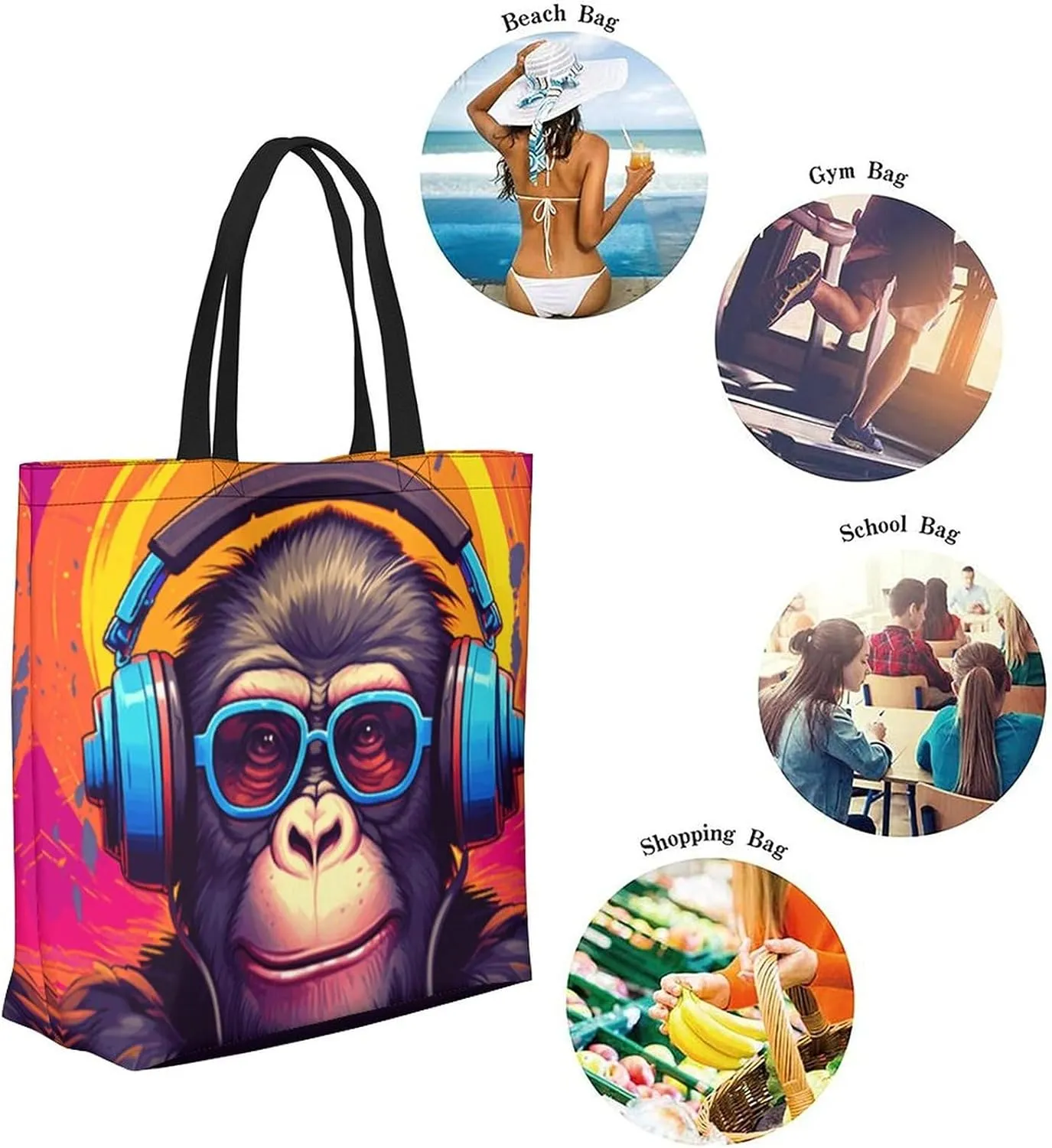 Canvas Tote Bag - Large Women's Casual Shoulder Handbag - Reusable Beach & Shopping Grocery Bag for Outdoors