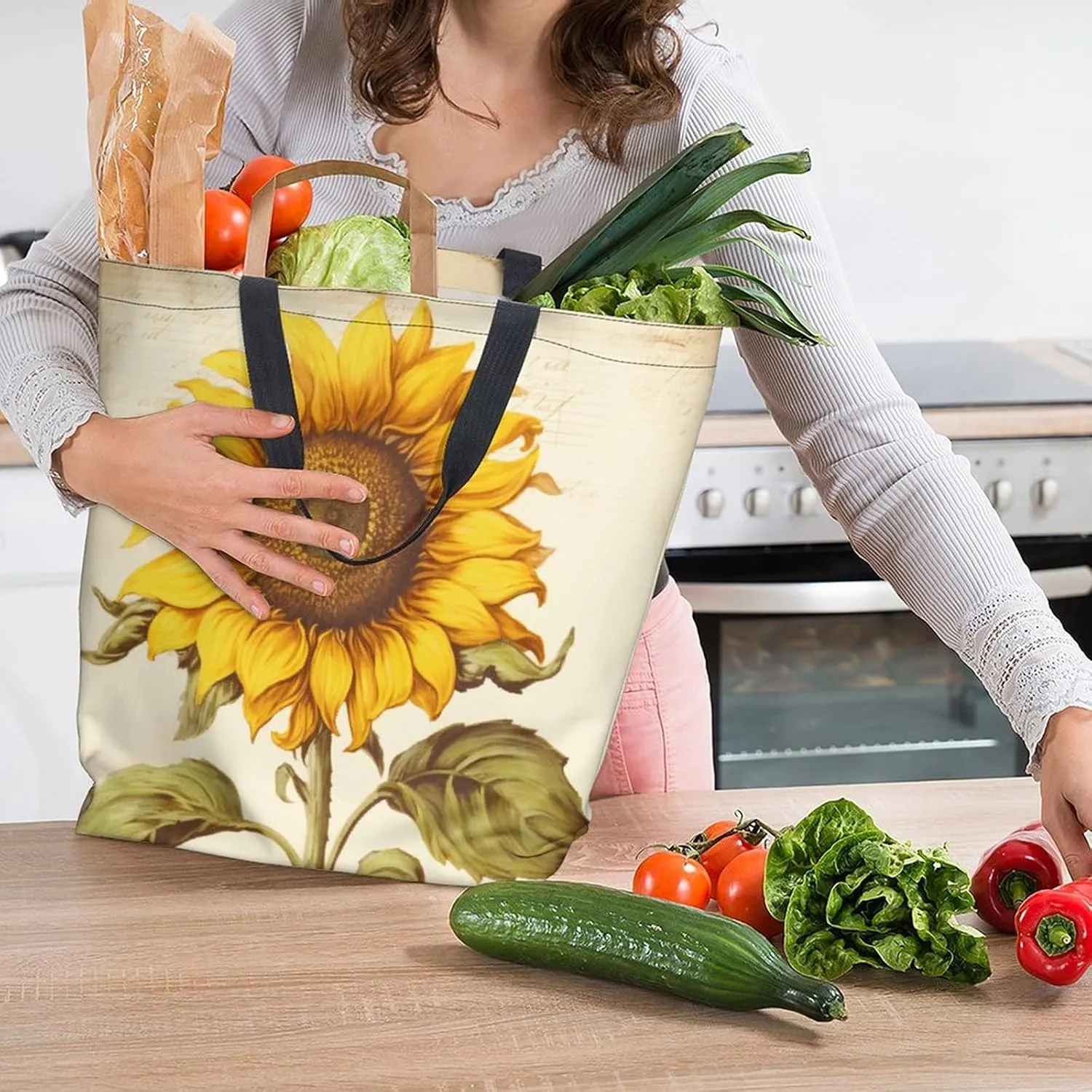 Canvas Tote Bag - Large Women's Casual Shoulder Handbag - Reusable Beach & Shopping Grocery Bag for Outdoors
