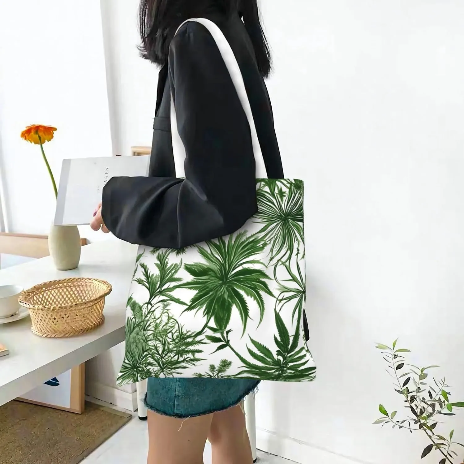 Canvas Tote Bags For Women,Tote Bag,Canvas Crossbody Bag For Office,Travel,Christmas Gift,Many Small Cactus Art Print