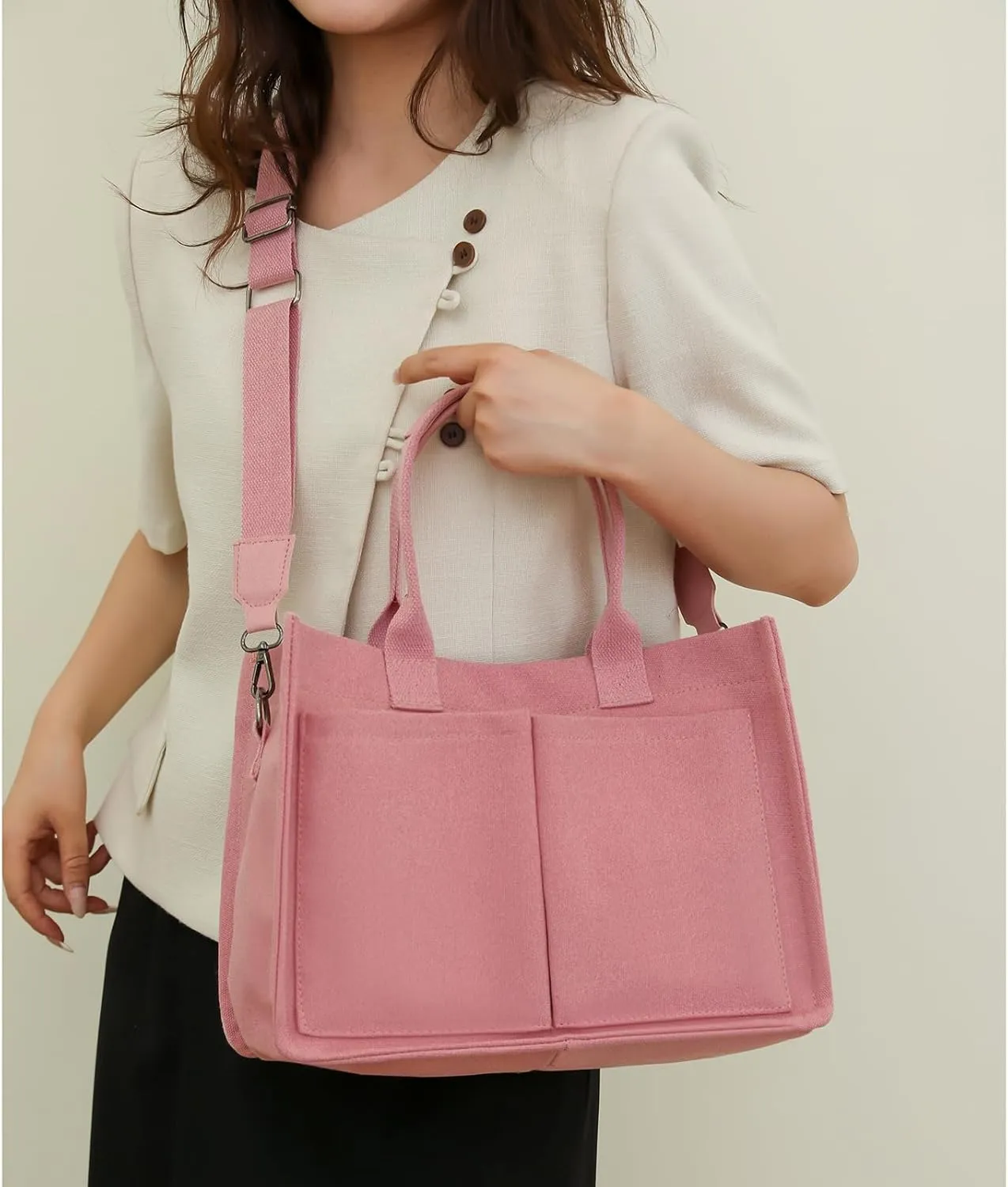 Canvas Tote for Women - Beach & Travel, Laptop Shoulder Bag - Cute Teacher Purse