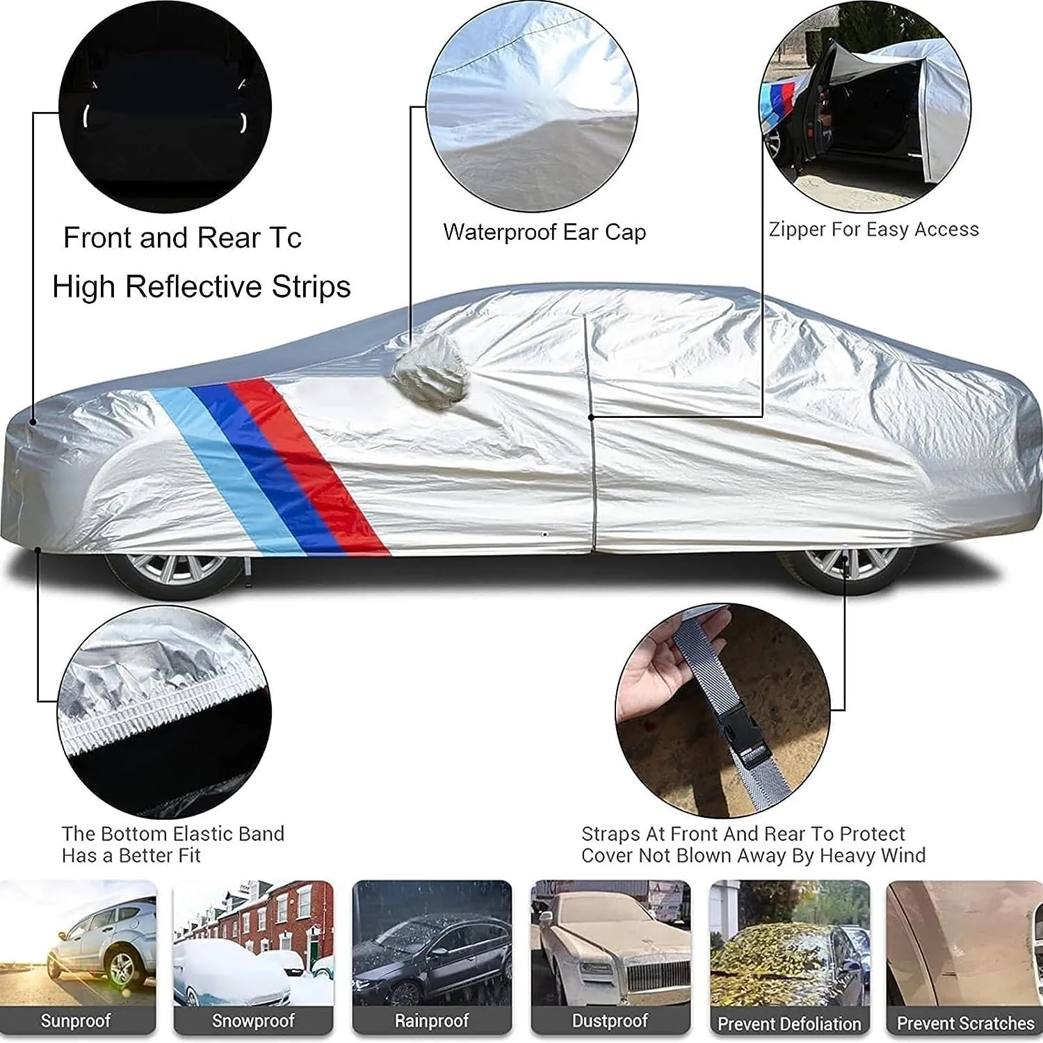 Car Cover Waterproof Compatible with Ligier Ambra/BE UP/Due/JS RC/Js50/Nova Outdoor Car Covers Weather Waterproof Breathable Large Car Cover with Zipper,Custom Full Car Cover,for Snow Rain Protection