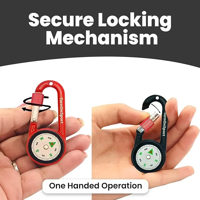 Carabiner Clip On Compass Hiking - Compact Compass Keychain Backpacks | Small Pocket Magnetic Compass Keychain for Kids - Hiking Compass Twist Lock | Keyring Keychains Outdoor Survival Camping 2 pcs