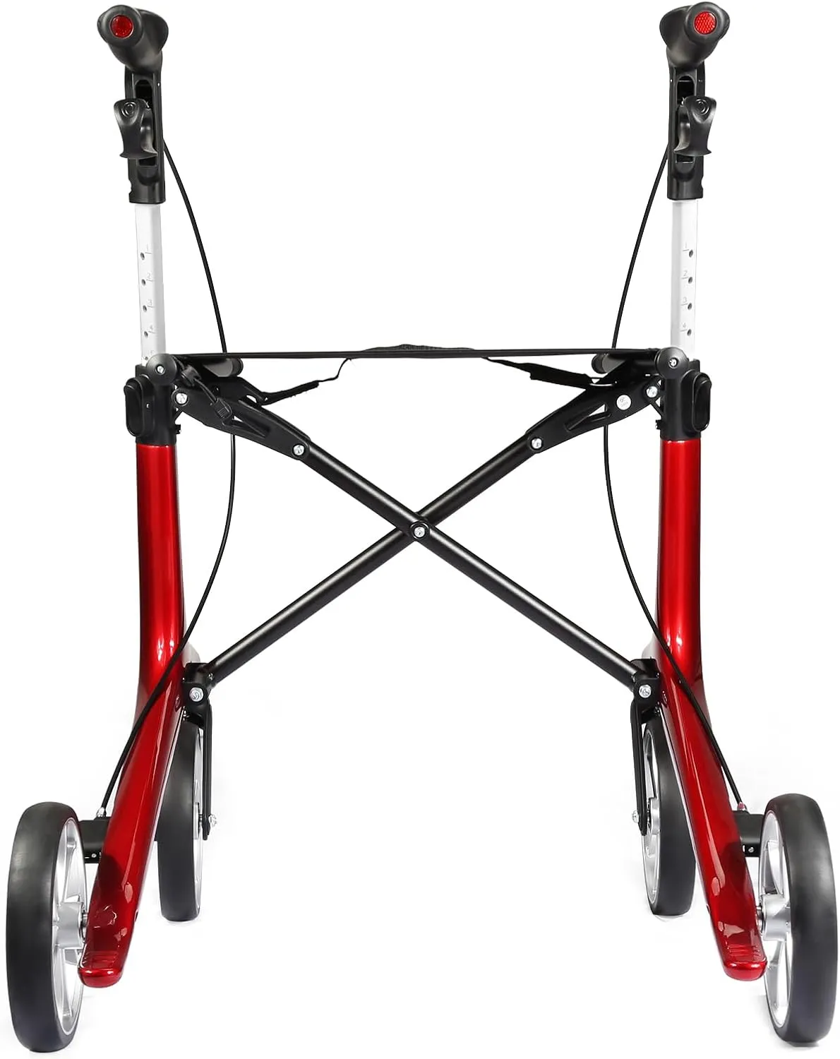 Carbon Walkers for Seniors, 13lbs Ultralight All Terrain Silent Wheels Foldable Rollator Walker with Seat and Backrest for Adults, 330lbs Capacity (Red)