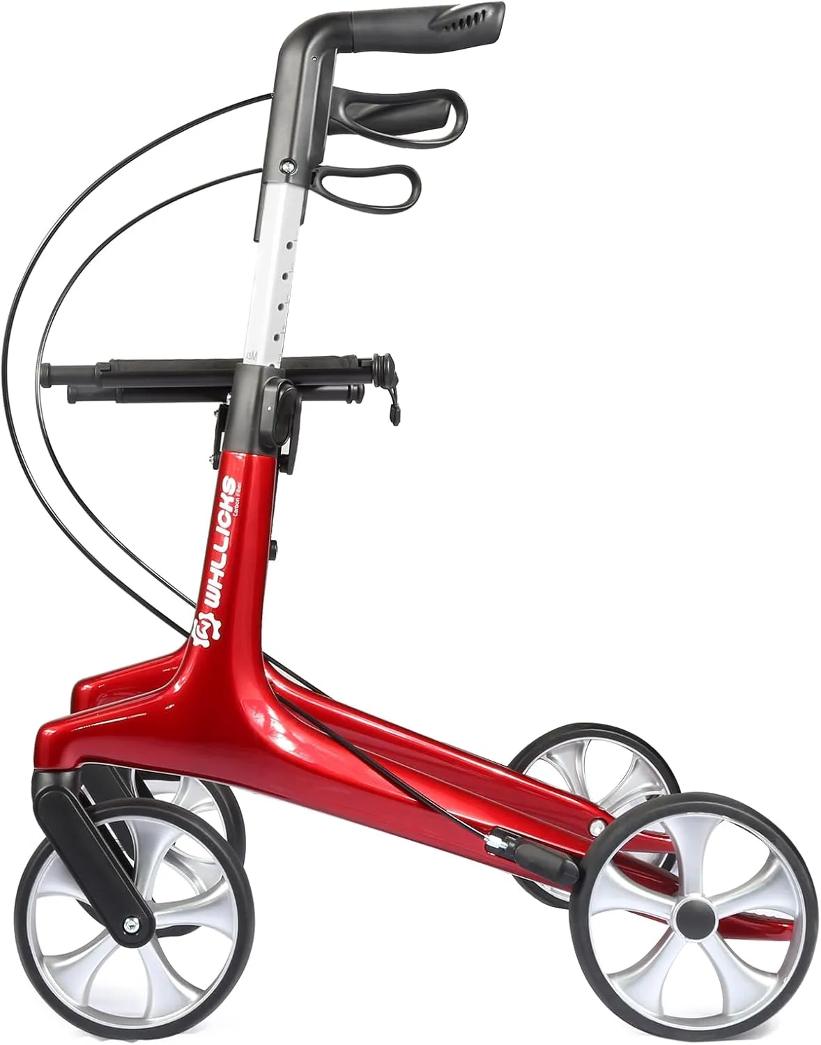 Carbon Walkers for Seniors, 13lbs Ultralight All Terrain Silent Wheels Foldable Rollator Walker with Seat and Backrest for Adults, 330lbs Capacity (Red)