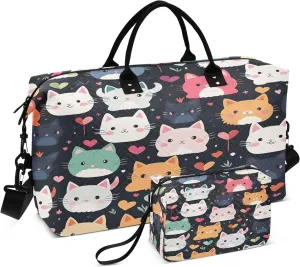 Cartoon Cute Rat Travel Duffel Bags with Toiletry Bag and Adjustable Strap for Travel Gym Yoga