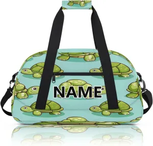 Cartoon Cute Turtle Mini Gym Bag 18 inch for Women Men Waterproof Custom Turtle Travel Duffel Bag Carry On Overnight Tote Nurse Bag for Work Fitness Hiking