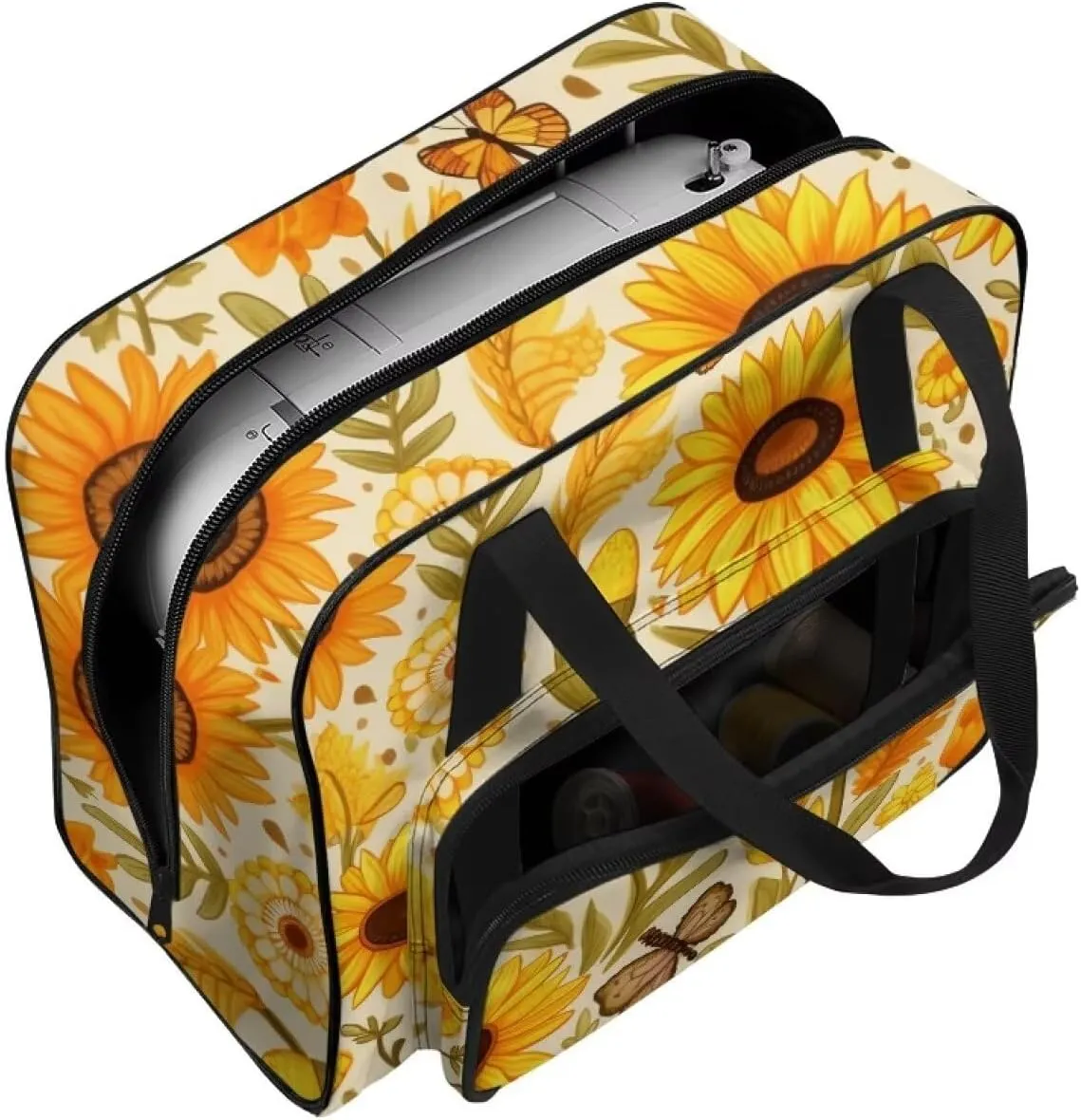Cartoon Sunflower Sewing Machine Carrying Case Flower Sewing Machine Cover Dust Cover for Sewing Accessories Scissors Crochet Hooks Convenient Floral Pattern Gifts for Mother