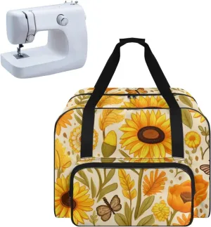 Cartoon Sunflower Sewing Machine Carrying Case Flower Sewing Machine Cover Dust Cover for Sewing Accessories Scissors Crochet Hooks Convenient Floral Pattern Gifts for Mother