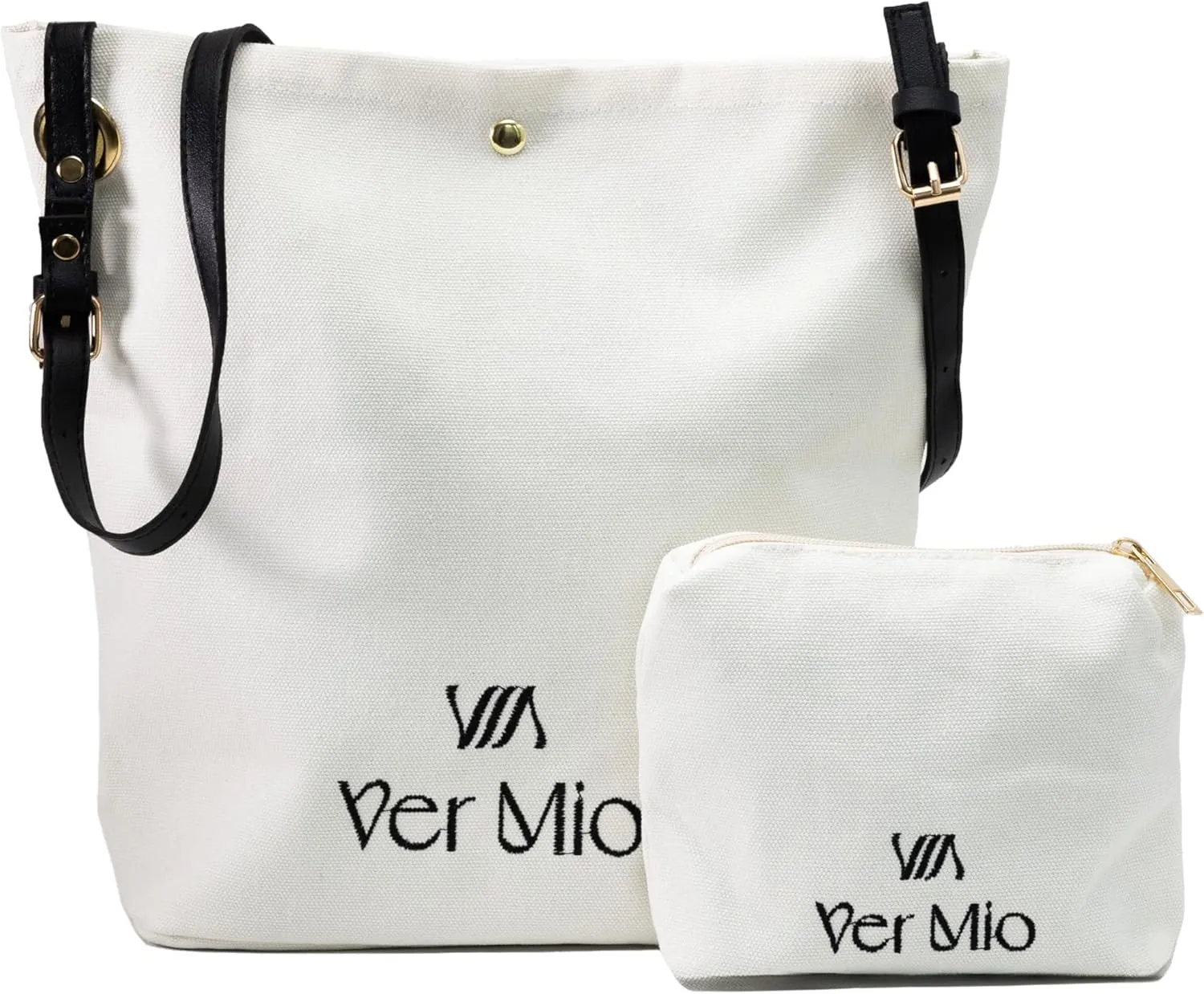 Casual Canvas Tote Bag for Women with Makeup Pouch – Everyday Lightweight Shoulder Handbag, Stylish and Reusable – VerMio