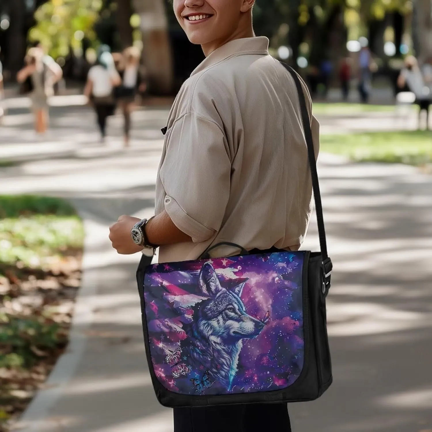 Casual Flap Crossbody Bag for Women Large Messenger Bag Vintage Men Shoulder Satchel Handbag for 15inch Laptop