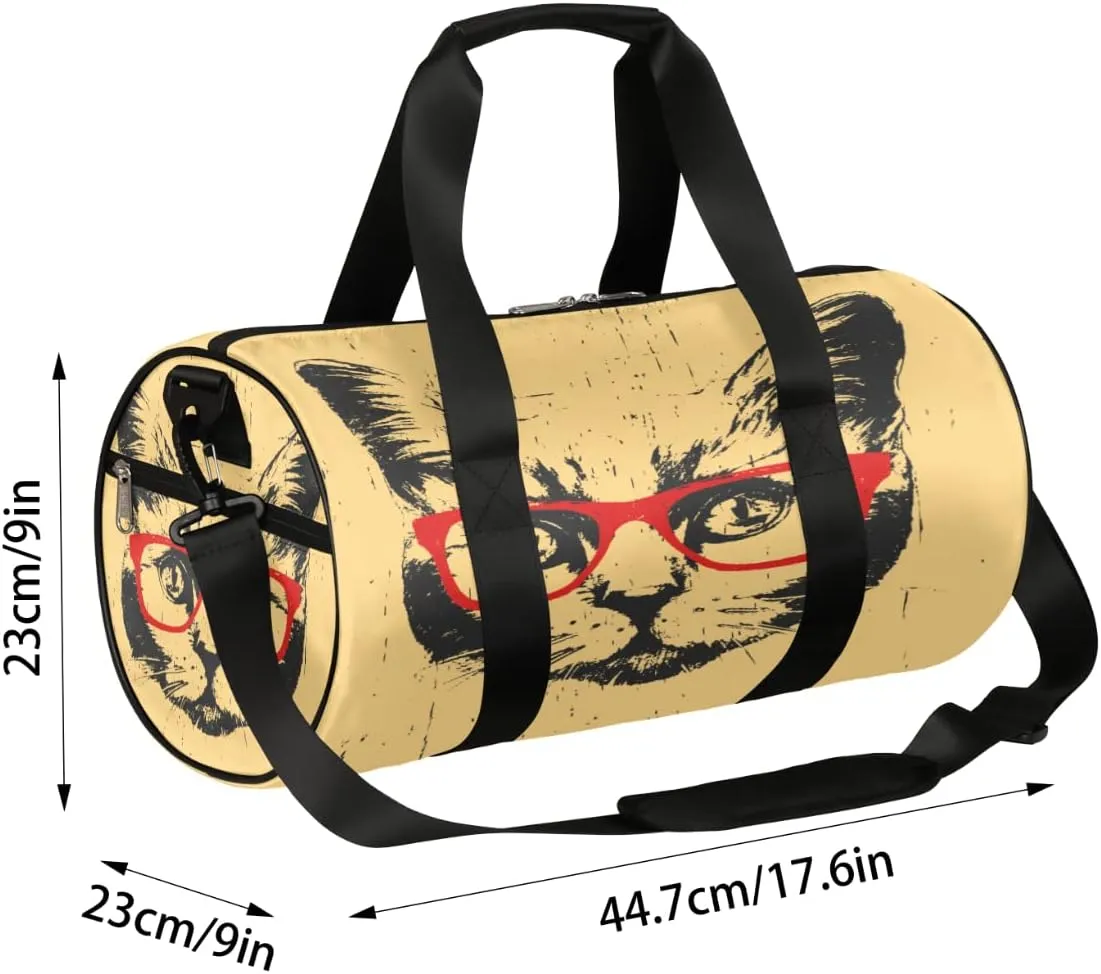 Cat Grunge Texture Gym Bag Small Gym Duffel Bags for Men Women Overnight Weekender Bag Lightweight Sport Duffle Bag Carry On Gymbag