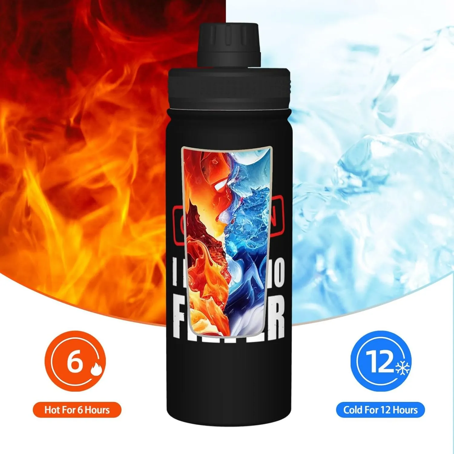 Caution I Have No Filter 18oz Large Capacity Sports Insulated Water Bottle