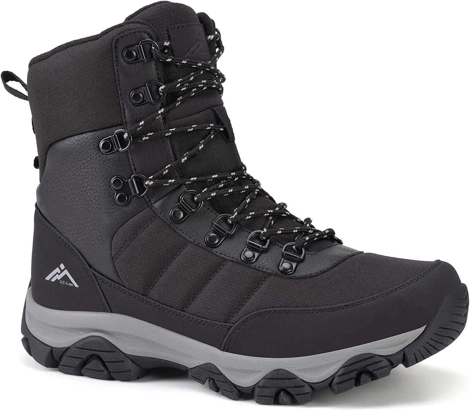 CC-Los Men's Waterproof Winter Snow Boots Warm Fur Lined Lightweight Non-Slip Outdoor Work Boots for Cold Weather