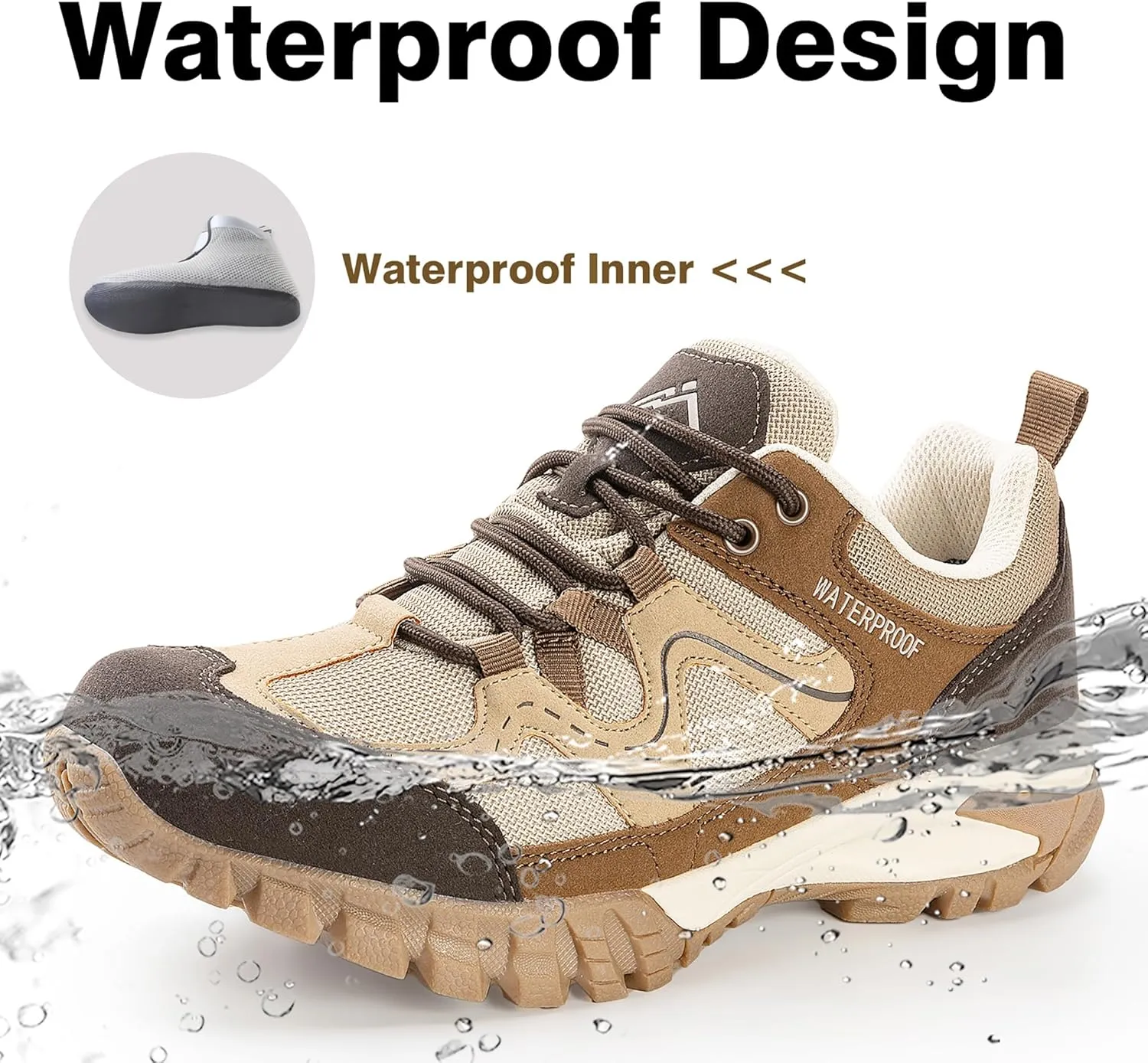 CC-Los Women's Waterproof Hiking Shoes Lightweight Breathable Walking Shoes for Outdoor Climbing Size 5.5-10.5