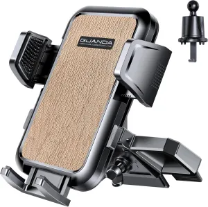CD Phone Mount with Vent Hook Clip, 360 Adjustable Car Vent Phone Holder & CD Phone Holder for iPhone & Android, Thick Cases Friendly (Gold   Hook)