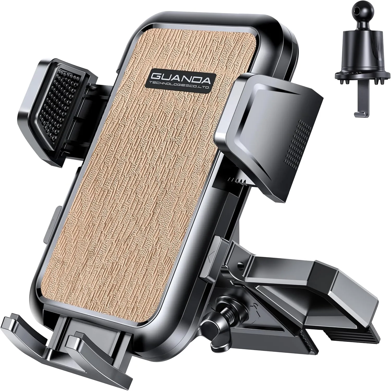 CD Phone Mount with Vent Hook Clip, 360 Adjustable Car Vent Phone Holder & CD Phone Holder for iPhone & Android, Thick Cases Friendly (Gold   Hook)