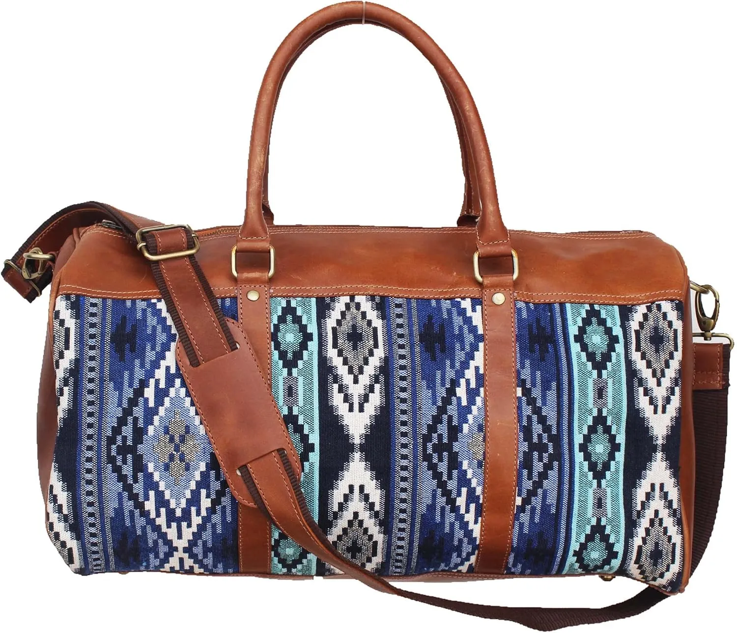 CHALLENGER Western Leather Woven Southwest Duffle Travel Weekender Carry-On Bag 103RT19