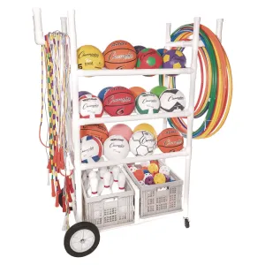 Champion Sports High Impact All-Terrain Heavy-Duty Cart, Plastic, 176 lb Capacity, 19 x 53 x 58, White