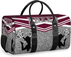 Cheer Red Travel Duffle Bag, Sports Gym Bags for Women Men, Carry On Weekender Overnight Workout Airplane Trips Bag