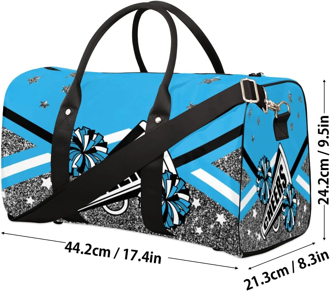 Cheer Themed Travel Duffle Bag, Sports Gym Bags for Women Men, Carry On Weekender Overnight Workout Airplane Trips Bag