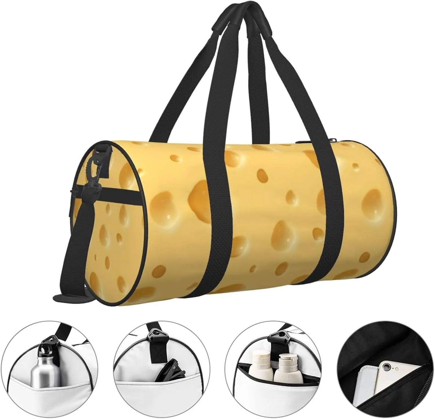 Cheese Sports Gym Duffel Bag For Men Women Weekender Travel Workout Training Handbag