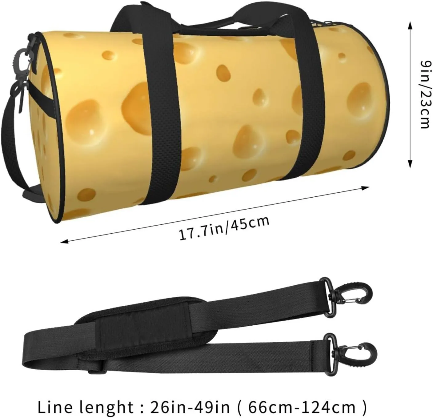 Cheese Sports Gym Duffel Bag For Men Women Weekender Travel Workout Training Handbag