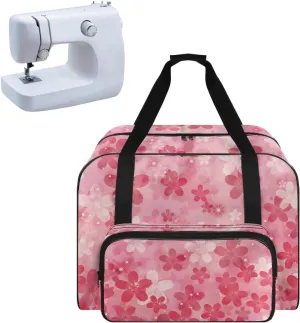 Cherry Blossom Sewing Machine Tote Bag Sewing Machine Carrying Case with Multiple Storage Pockets Handbag Sewing Accessories Tote Carrier for Notions & Crafts