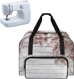Cherry Blossoms Sewing Machine Case Universal Portable Carrying Case with Handle & Pocket Compatible with Most Standard Machines (19.7 X 13 X 9.8 In)