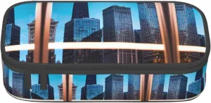 Chicago Reflect Print Practical Pencil Case 8.3 x 2 x 3.7 In Functional Organizer for Pens Pencils