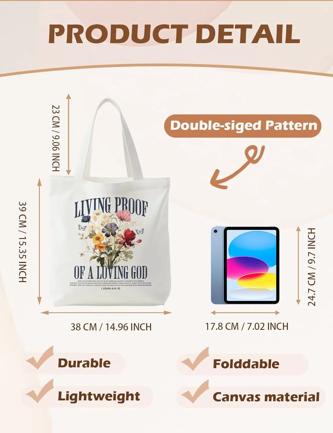 Christian Canvas ote Bag, Christian Bag, Christian Gifts for Women