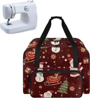 Christmas Pattern Sewing Machine Bag Universal Tote Bag for Sewing Machine Protector Travel Bag Organizer Compatible with Most Singer, Brother Sewing Machines and Extra Sewing Accessories