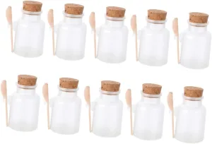 Ciieeo 10Pcs Bath Salt Storage Jars with Spoon Transparent Cosmetic Powder Containers for Bathroom Organization and Travel Use