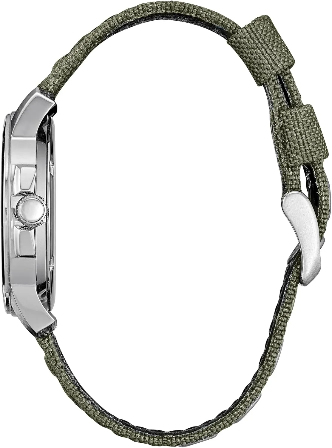 Citizen Men's Eco-Drive Weekender Garrison Field Watch in Stainless Steel with Olive Nylon Strap, Black Dial (Model: BM8180-03E)