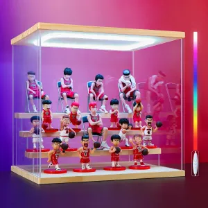 Clear Acrylic Display Case for Action Figure- Funko Pop Dustproof Showcase with Colorful Lighting, Multiple Layers for Collectibles(4 Tier-W*D*H-12.6"x9.4"x11.7"inches)