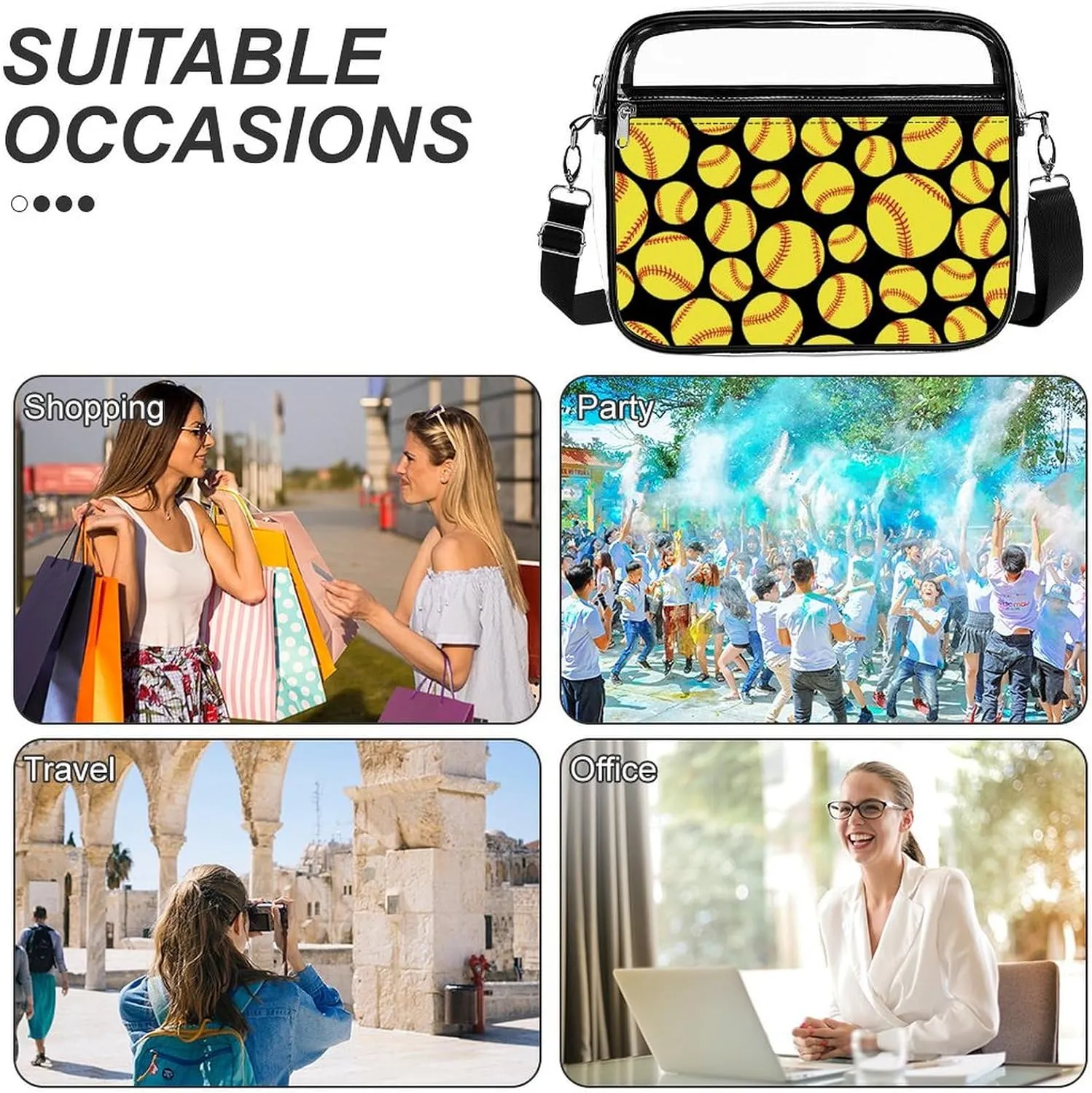 Clear Bag Stadium Approved, Women Clear Crossbody Purse Bag, Clear Stadium Bags for Sporting Events, Concerts