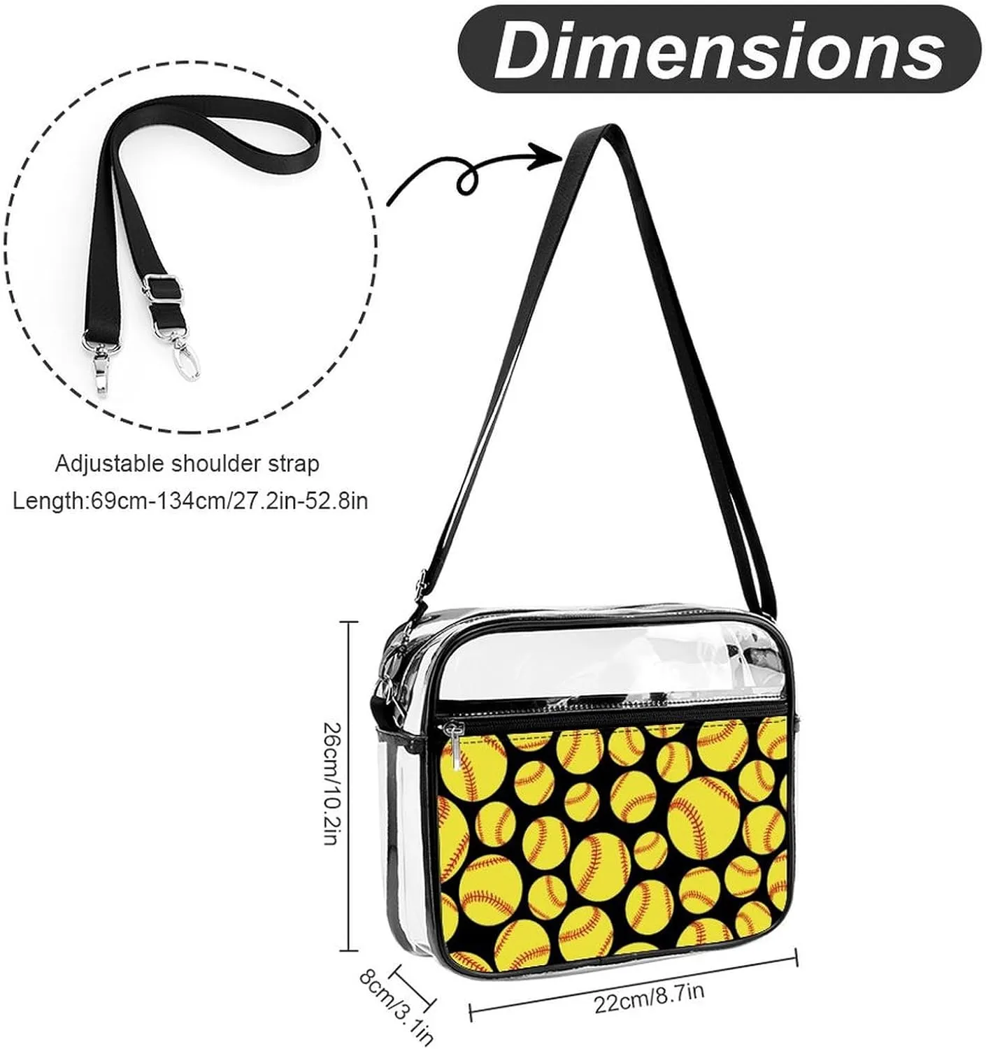 Clear Bag Stadium Approved, Women Clear Crossbody Purse Bag, Clear Stadium Bags for Sporting Events, Concerts