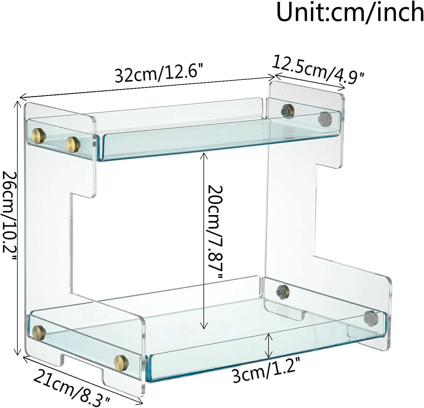 Clear Bathroom Countertop Organizer, 2 Tier Standing Counter Organizer, Bathroom Organizer Shelf Cosmetic Storage Holder (Acrylic) SHUNLI