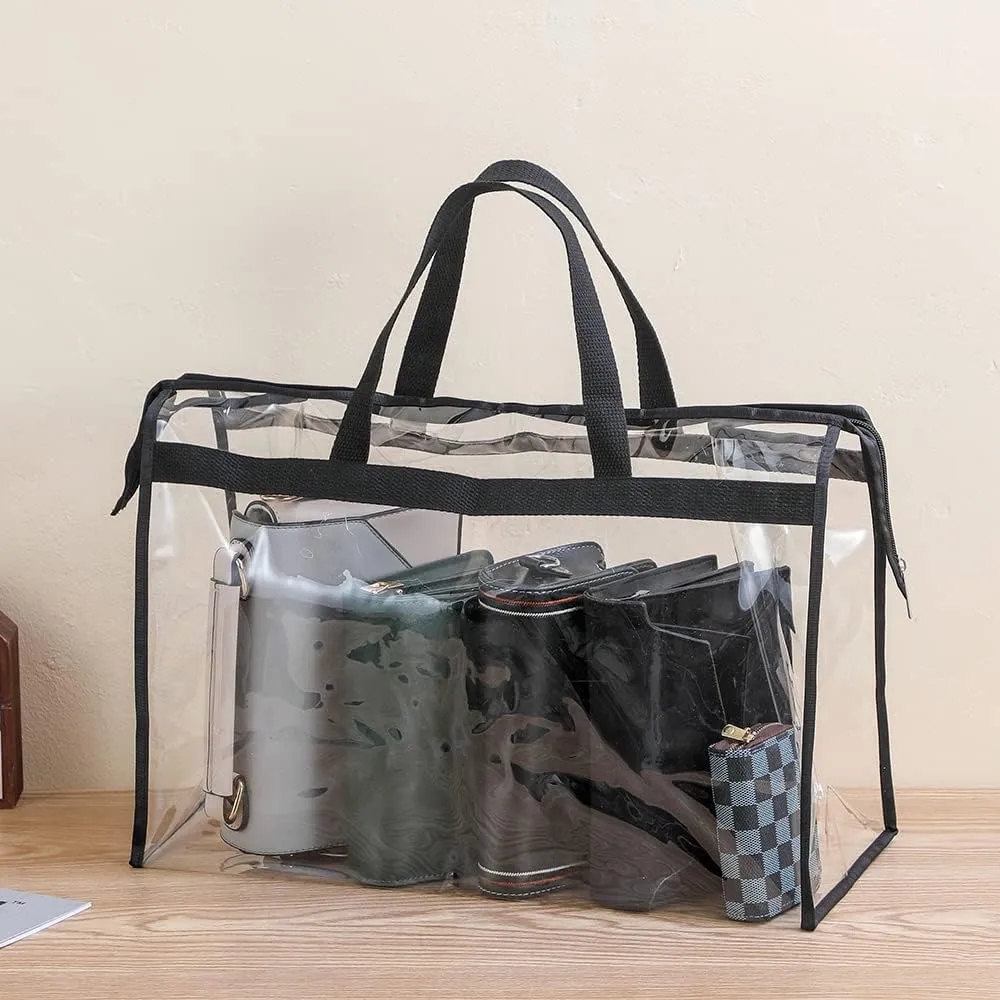 Clear Dustproof Bags, 18 * 13 * 8 Inch Dust Cover Protector Storage Organizer Zipper, Hanging Transparent Hand Purse Box Organization for Closet Shelf, Makeup Clothes, Home Travel Stadium