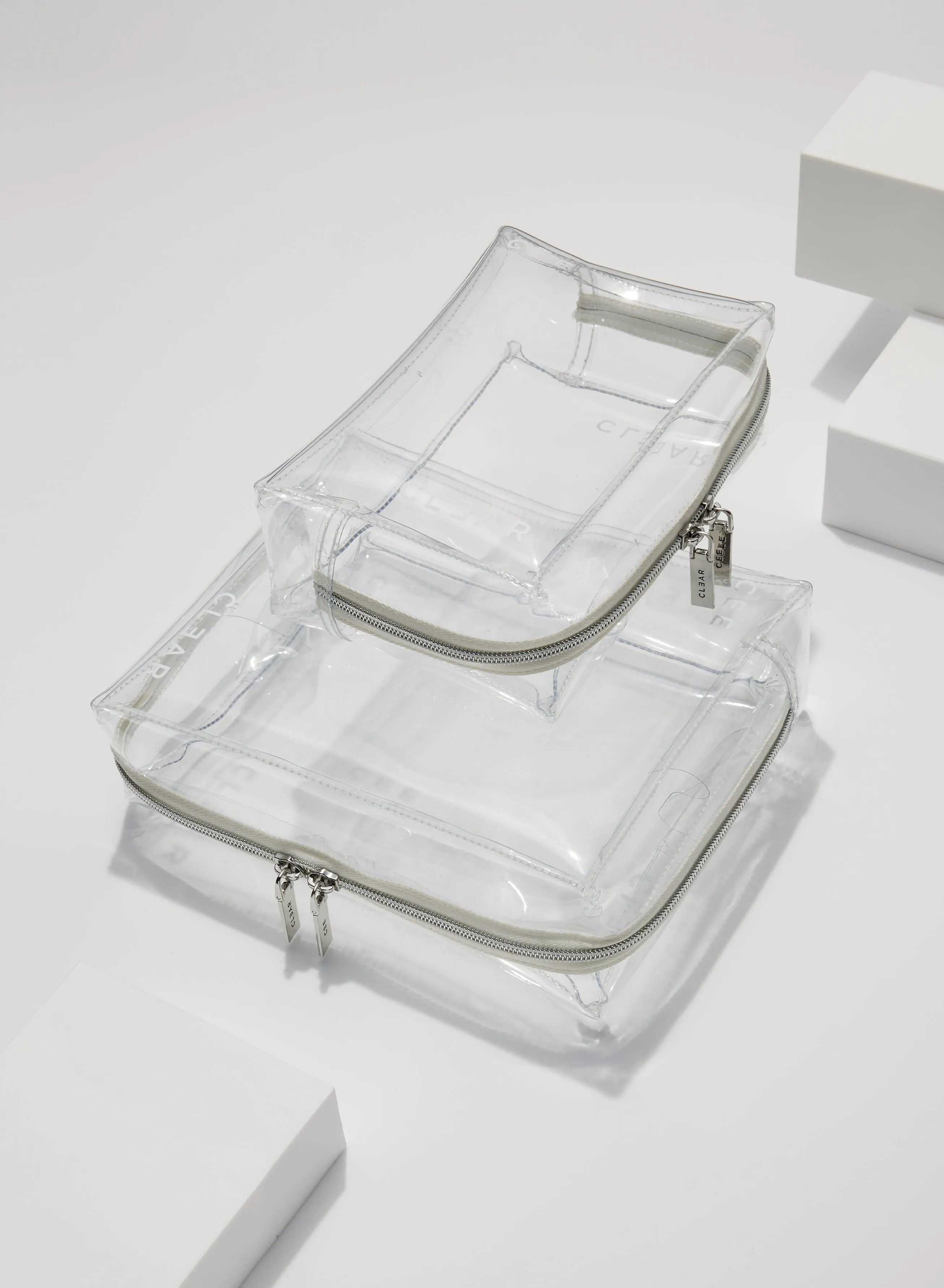 CLEAR LARGE   SMALL COSMETIC CASE DUO