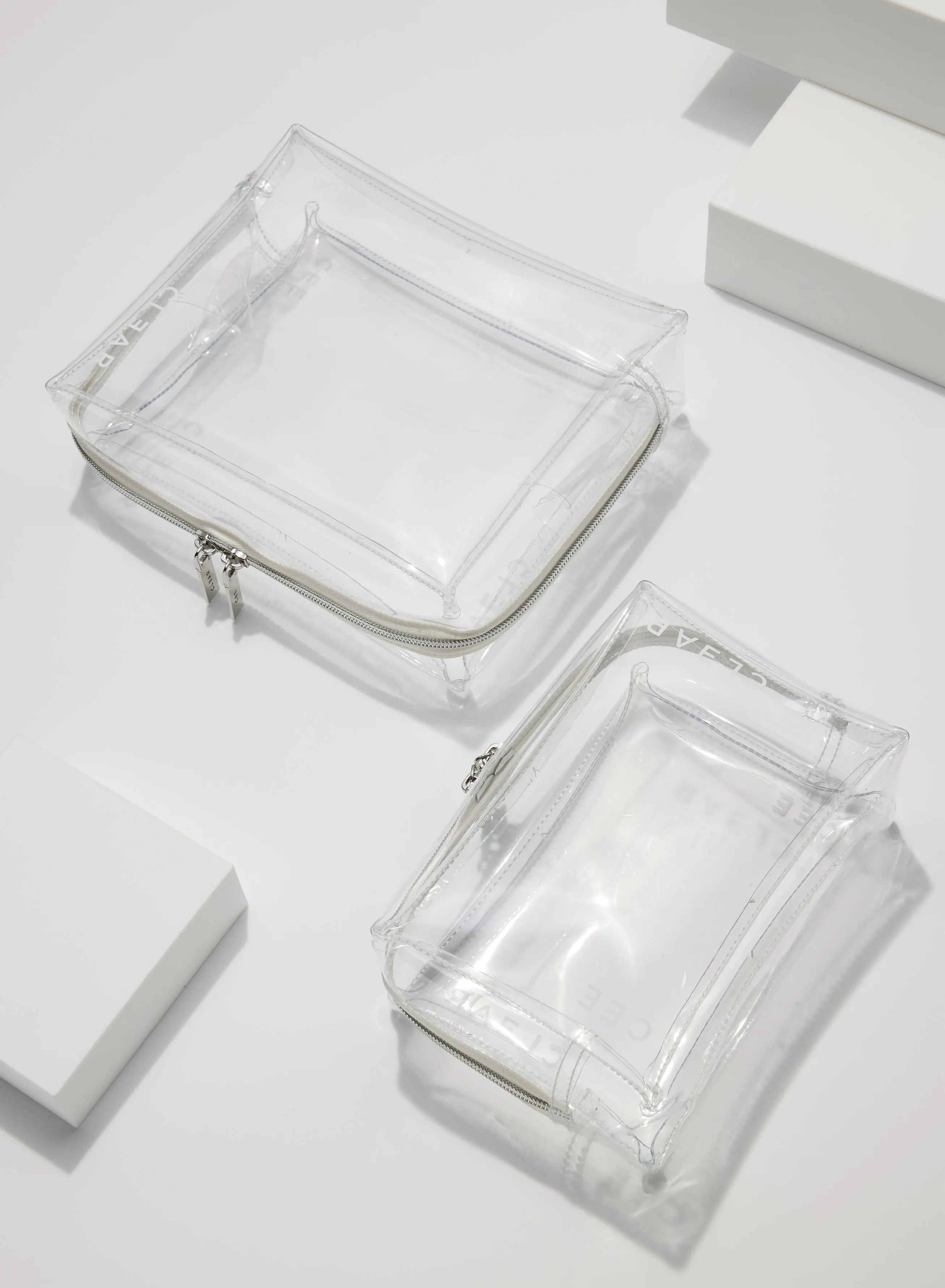 CLEAR LARGE   SMALL COSMETIC CASE DUO