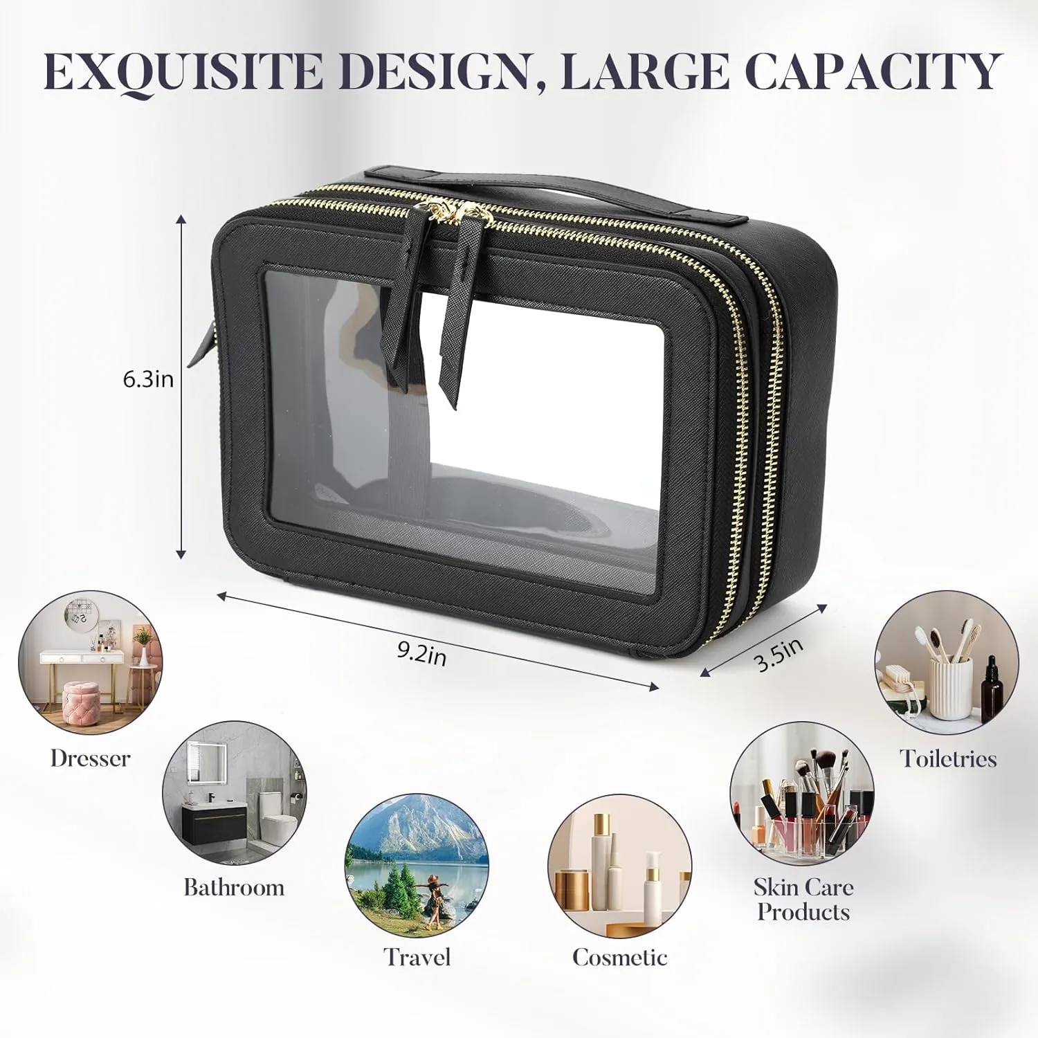 Clear Makeup Bag Cosmetic Travel Bag With Double Sided Zipper Waterproof Toiletry Bag for Women Business or Personal Travel Essentials