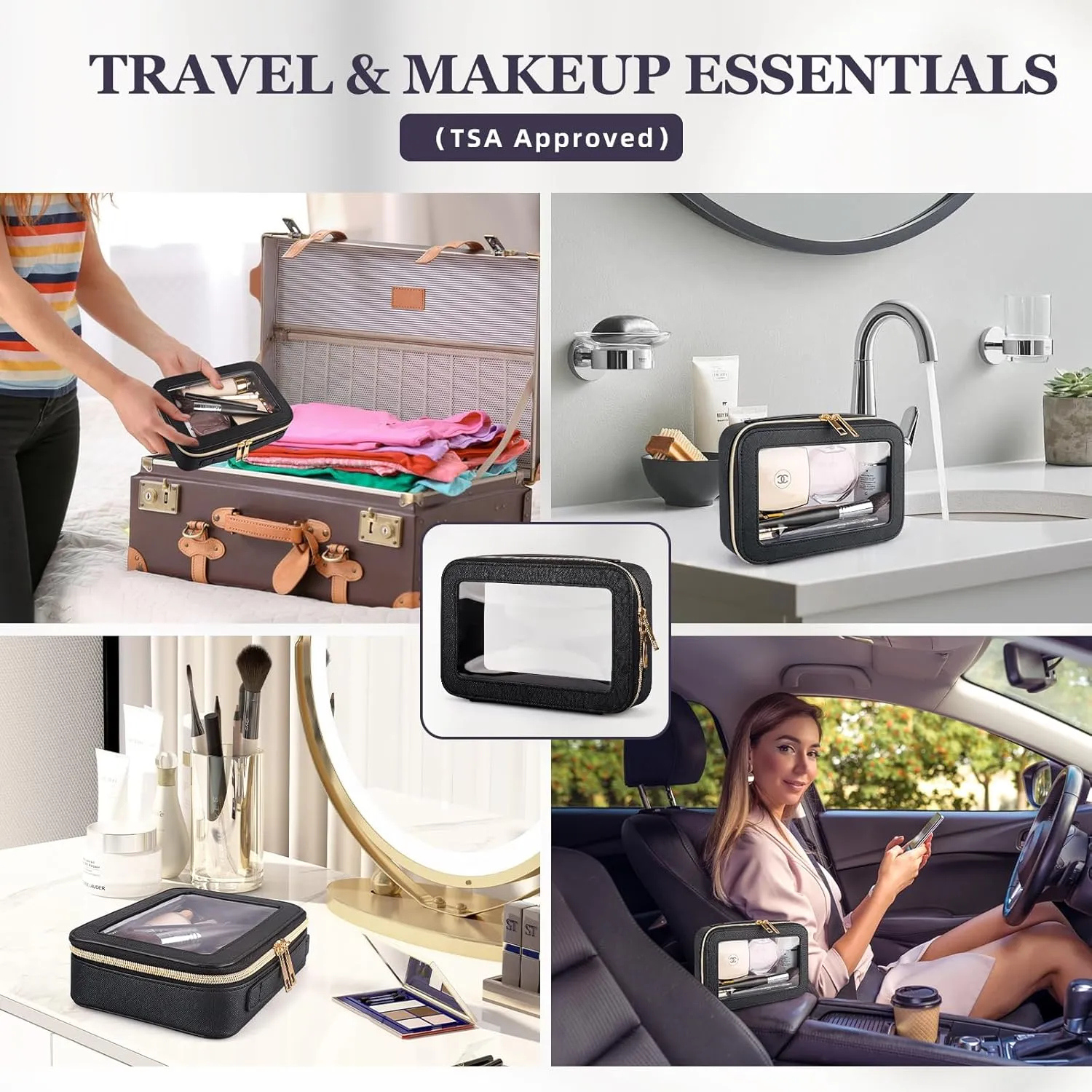 Clear Makeup Bag Cosmetic Travel Bag With Double Sided Zipper Waterproof Toiletry Bag for Women Business or Personal Travel Essentials