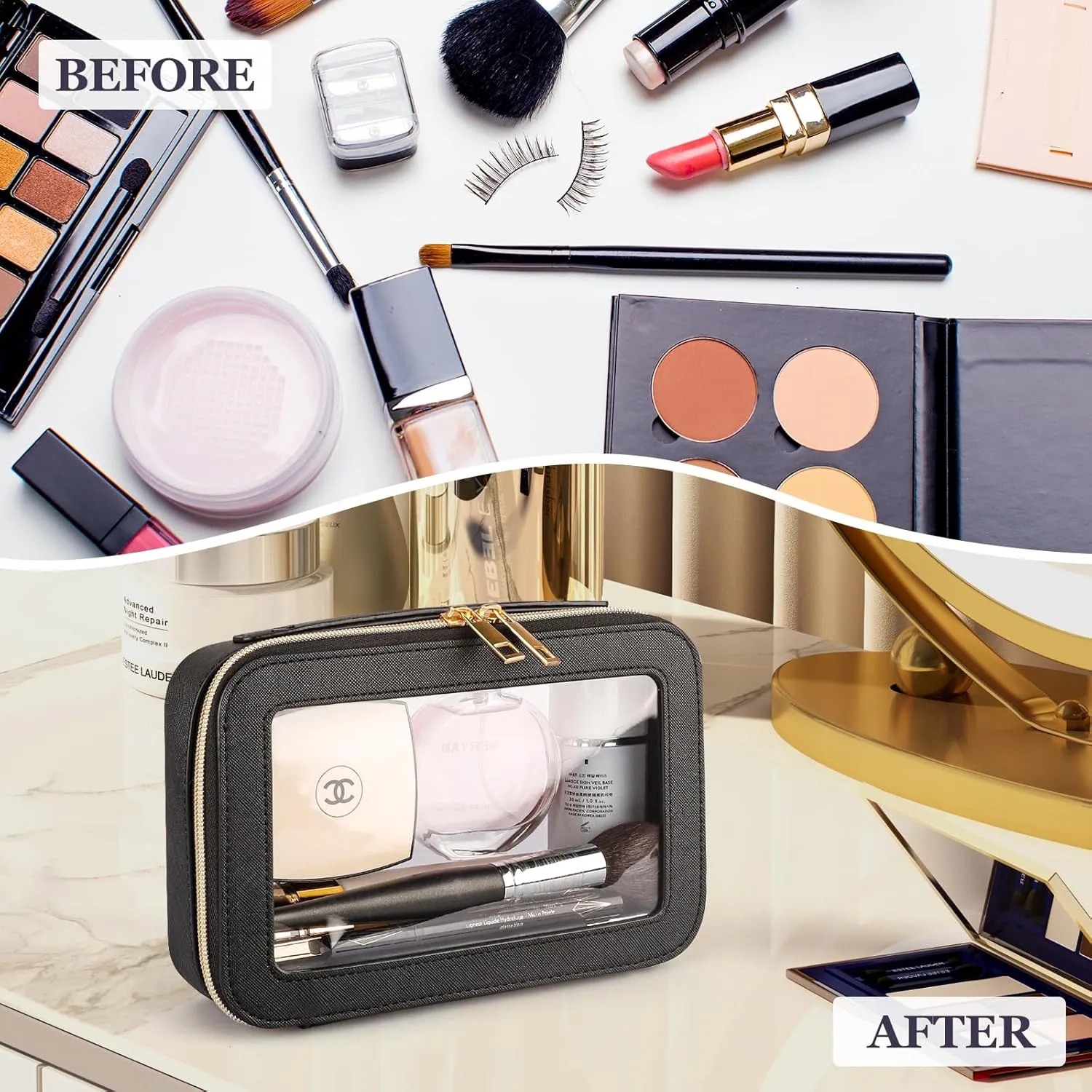Clear Makeup Bag Cosmetic Travel Bag With Double Sided Zipper Waterproof Toiletry Bag for Women Business or Personal Travel Essentials