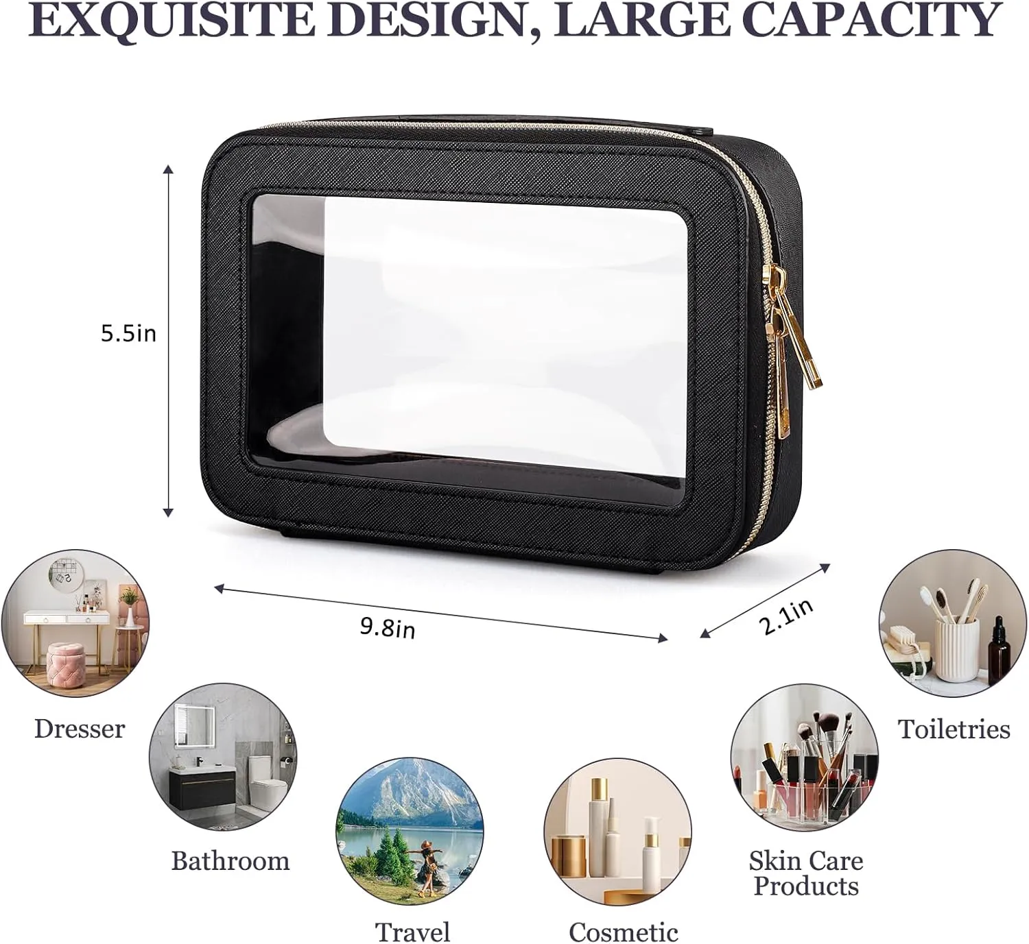 Clear Makeup Bag Cosmetic Travel Bag With Double Sided Zipper Waterproof Toiletry Bag for Women Business or Personal Travel Essentials