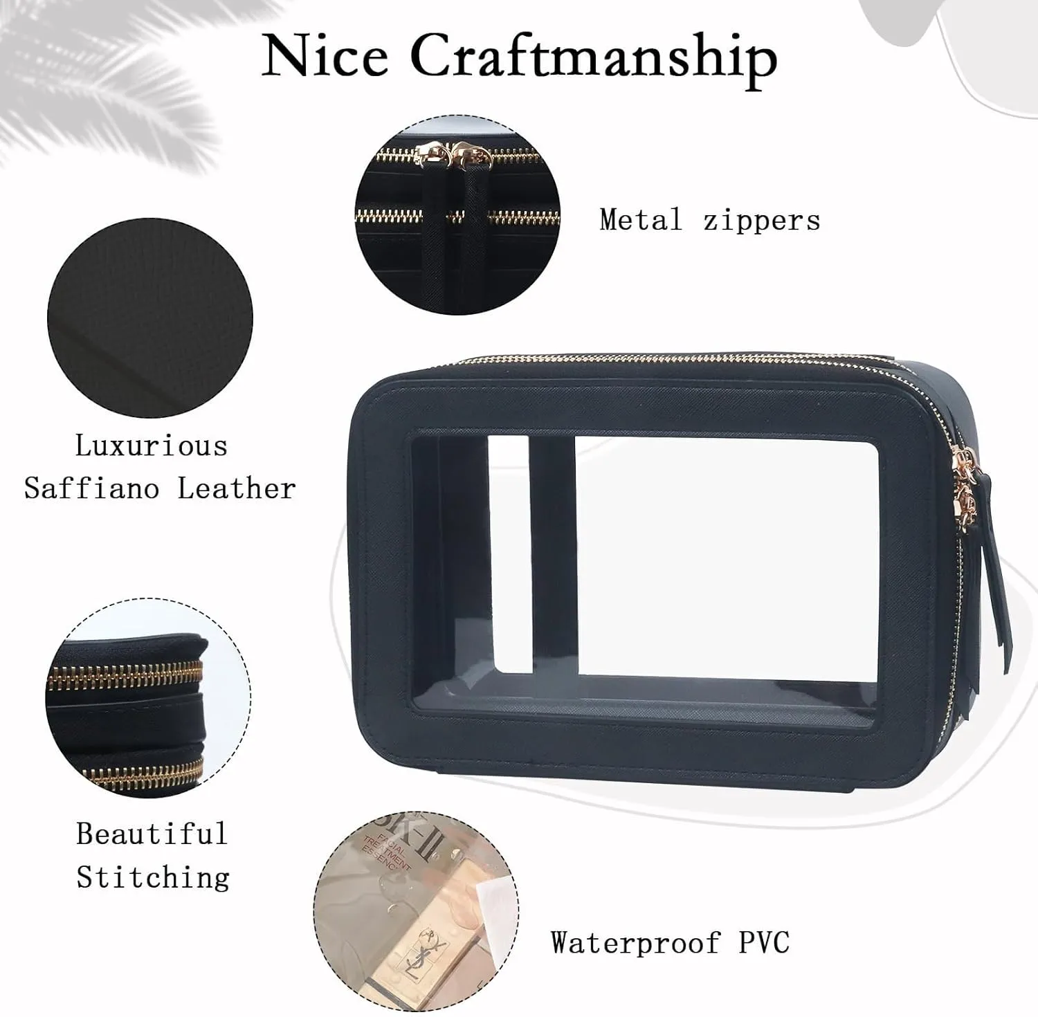 Clear Makeup Bag Cosmetic Travel Bag With Double Sided Zipper Waterproof Toiletry Bag for Women Business or Personal Travel Essentials